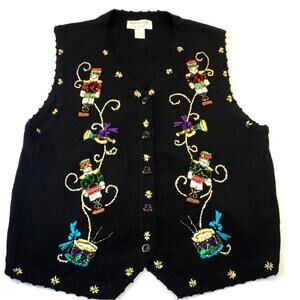 Holiday Sweater Vest Arriviste Woman Black Embellished Size 1X